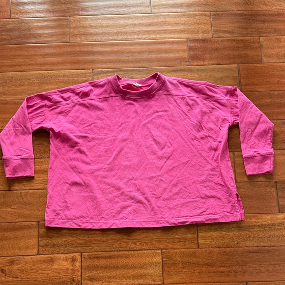 Easel Pink Long Sleeve Crew neck Sweatshirt Oversized Medium 100% Cotton - Picture 3 of 8